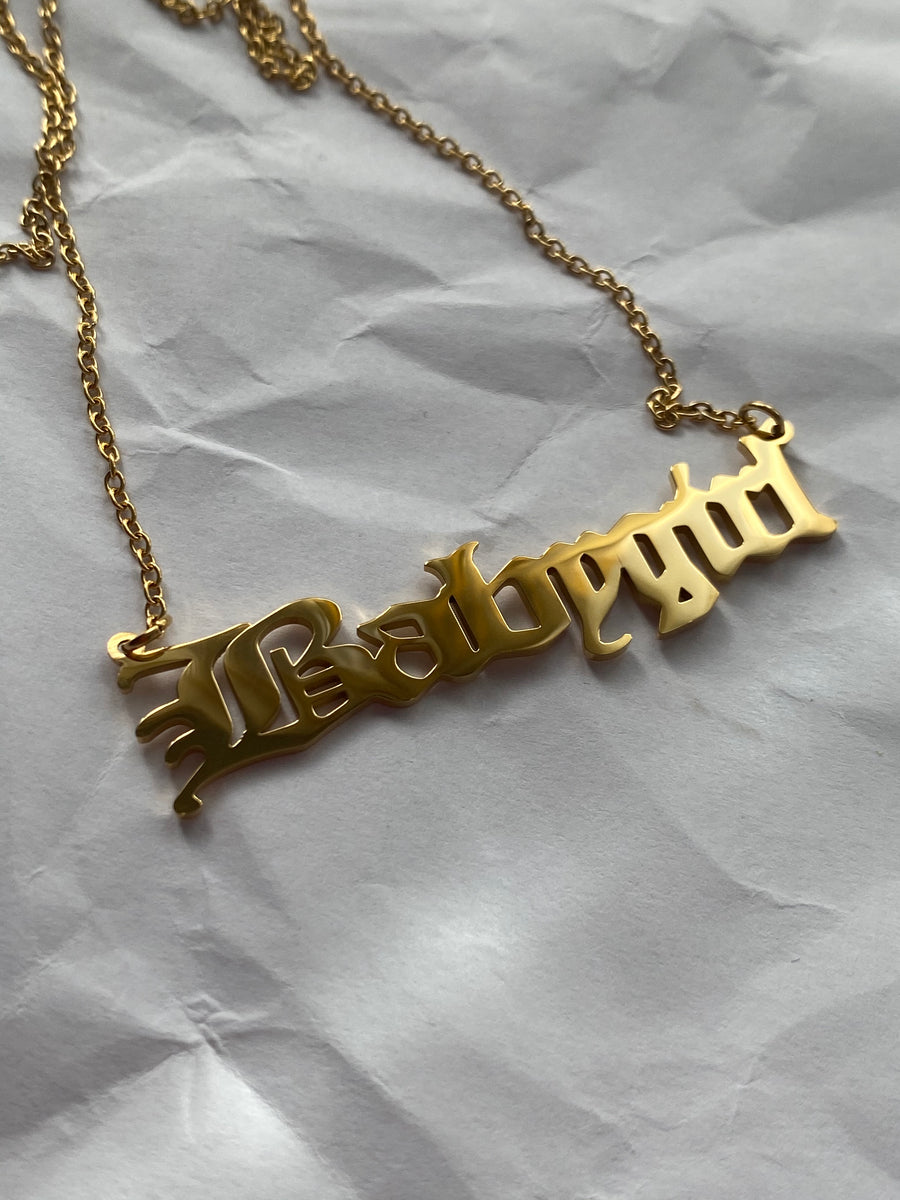Babygirl Old English Necklace 14k Gold Dipped - Etsy